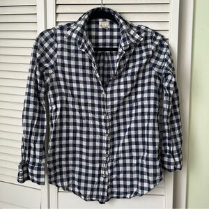 J. Crew Navy and White Checkered Shirt